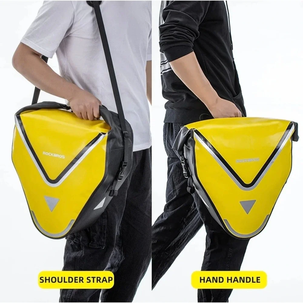 Rockbros Waterproof Bike Pannier Bags 20L Yellow Rear Rack Triangle Bag Set NEW
